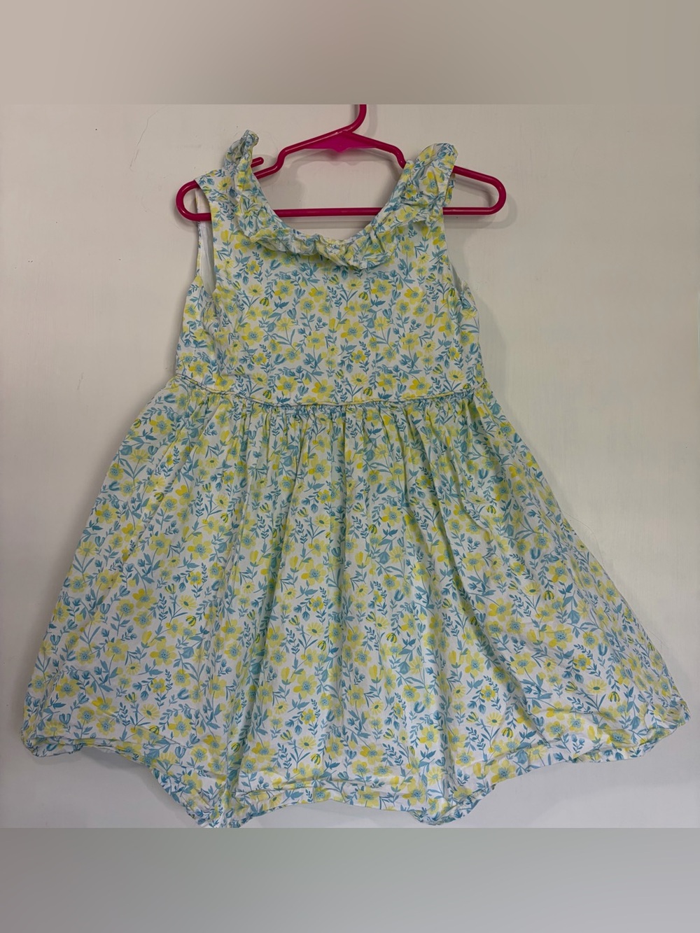 Tommy Bahama Girls Floral Dress Size 4T Yellow Blue Ruffle Bow